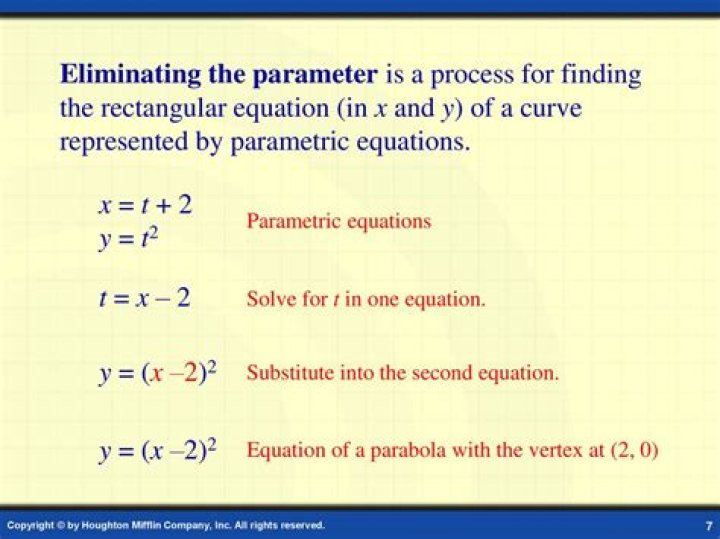 By eliminating the parameter?