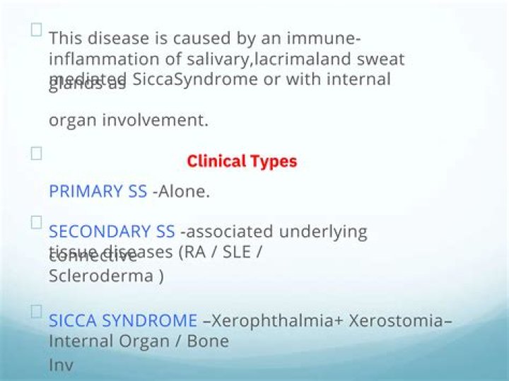 Can sicca syndrome be cured?