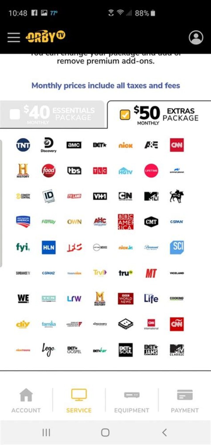 Can you get internet with orby tv?