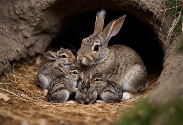 Do mother rabbits stay with their babies?