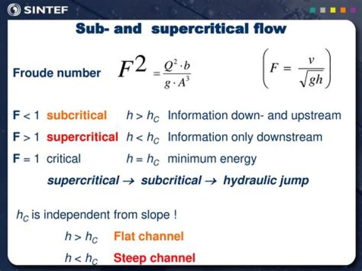 For subcritical flow the froude number is?