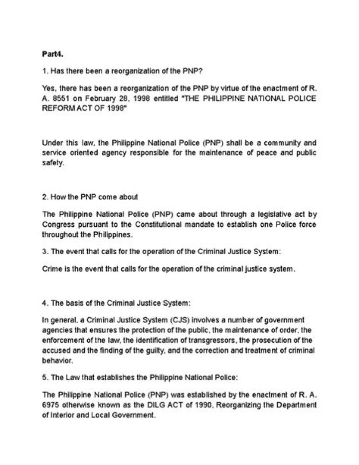 Has there been a reorganization of the pnp?