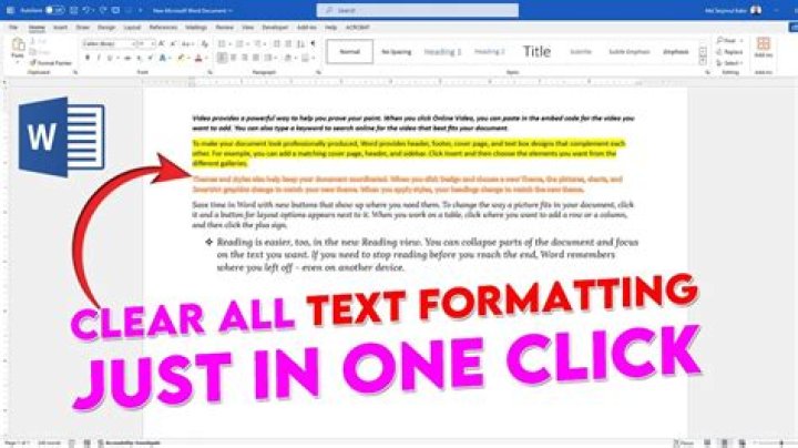 How to unformat text in word?