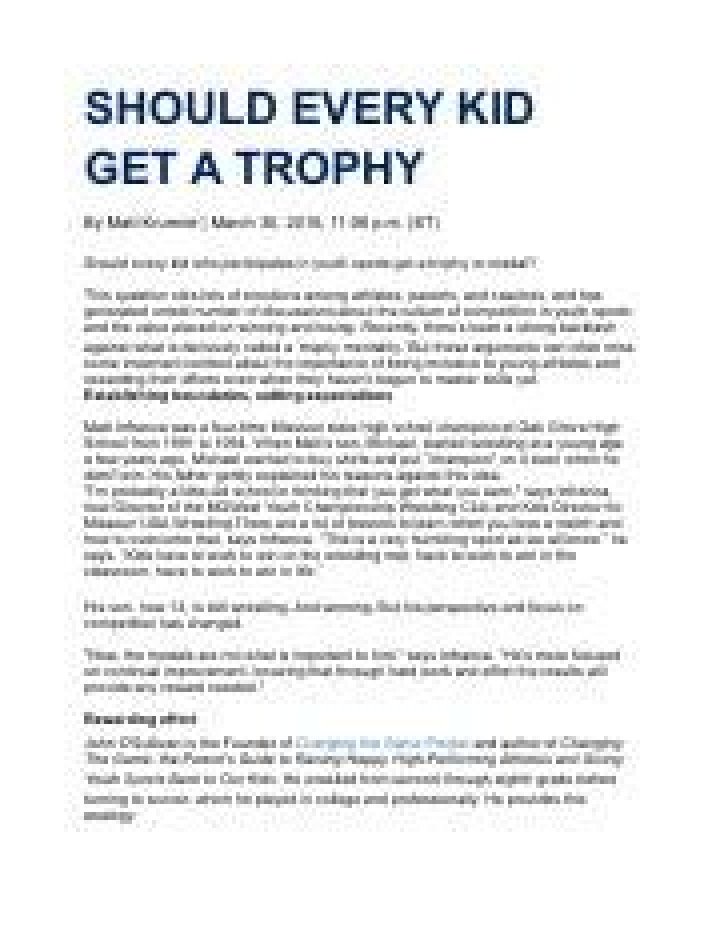 Should every kid get a trophy?