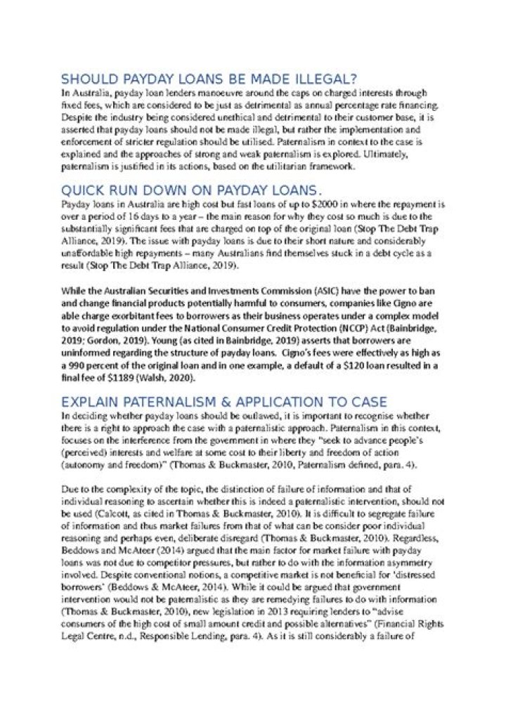 Should payday loans be illegal?