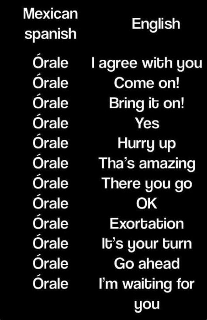 What does orale mean in spanish?