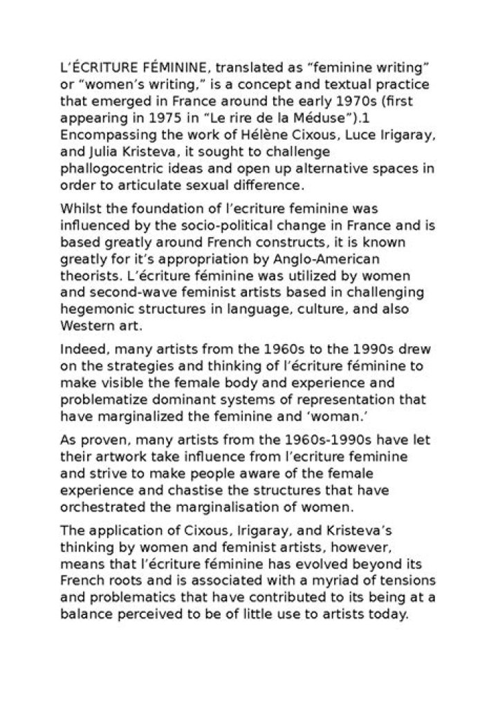 What is ecriture feminine?