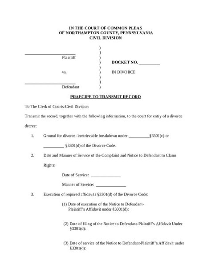 What is praecipe to transmit record?