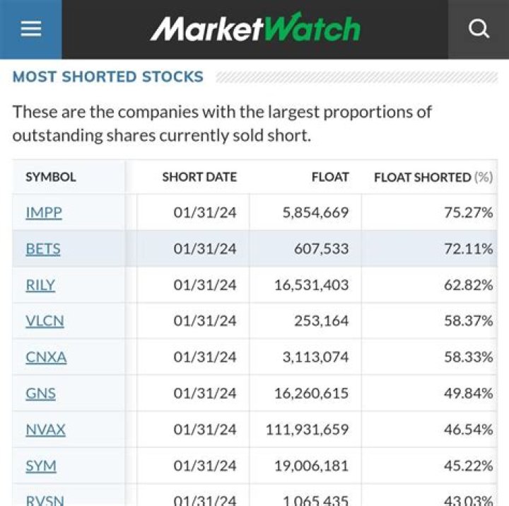Whats a shorted stock?