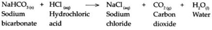 When sodium bicarbonate reacts with hydrochloric acid?