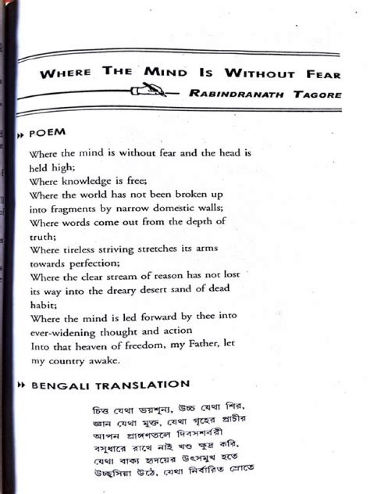 When the mind is without fear by rabindranath tagore?