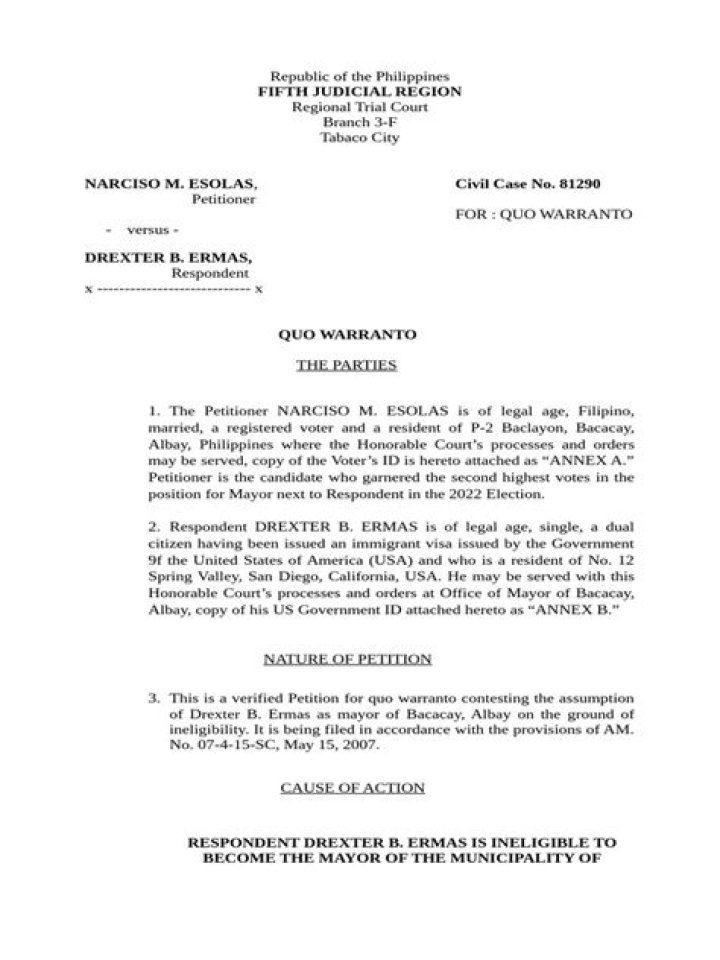 Where to file quo warranto petition?