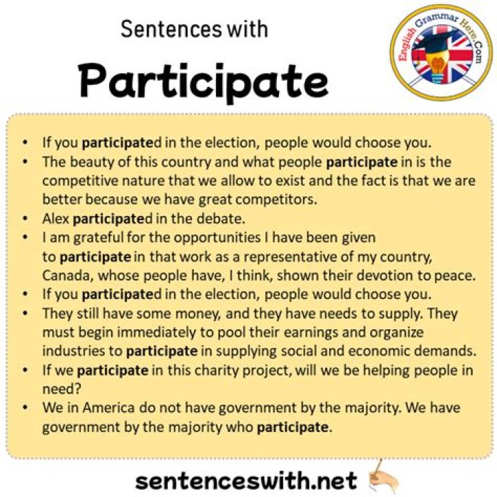 Where to use participate in a sentence?