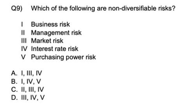 Which of the following types of risk is diversifiable?