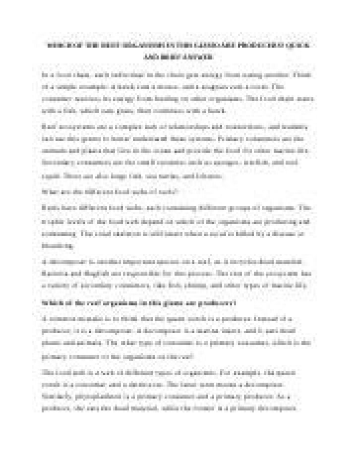 Which of the reef organisms in this gizmo are producers?