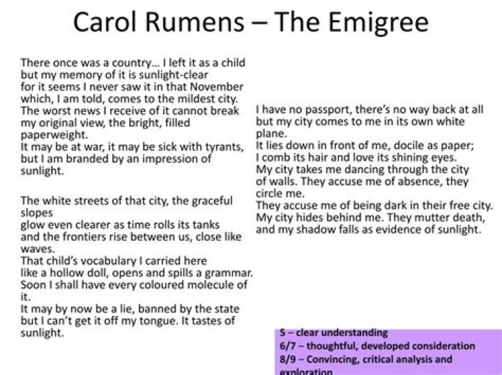 Which poem did carol rumens write?