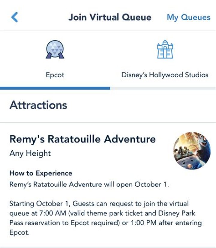 Will ratatouille have a virtual queue?